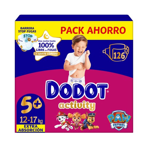 DODOT Activity Pañales talla 5+ (12 - 17 kg) 126 uds.