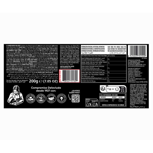 DELAVIUDA Turrón praliné yogur-fresa 200 g.
