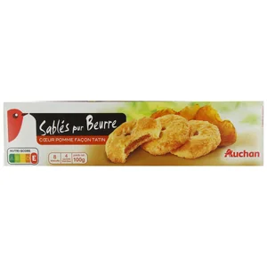 PRODUCTO ALCAMPO Galletas de mantequilla con relleno de manzana caramelizada 100 g.