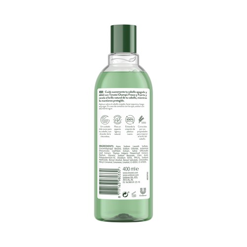 TIMOTEI Champú con extracto de hierbas alpinas, para cabello normales o débiles y apagados TIMOTEI Fresco y fuerte 400 ml.