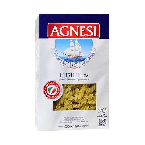 Pasta Fusilli Nº 78 AGNESI 500 g.