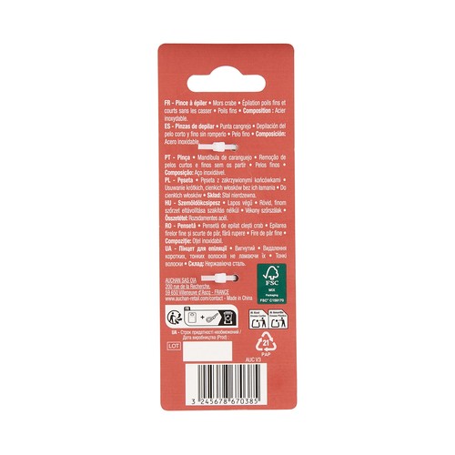 COSMIA Pinza metálica depilación con punta cangrejo, para pelo corto y fino sin romperlo.