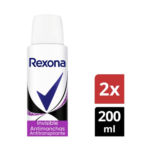 REXONA Invisible B&W Desodorante en spray para mujer antitranspirante hasta 48 horas 2 x 200 ml.