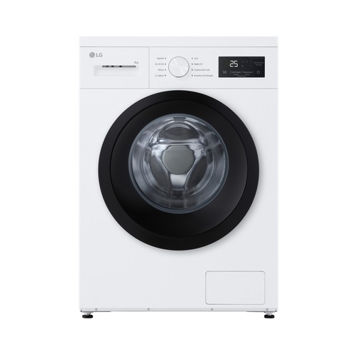 Lavadora LG F4A10S8NWK  8KG, color blanco, clasificación energética: A, 1400RPM, H: 85cm, A: 60cm, F: 47cm.