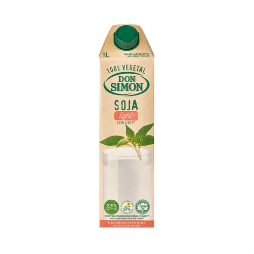 DON SIMÓN Bebida de soja ligera (100% vegetal), con alto contenido en proteínas 1 l