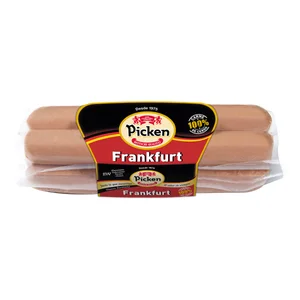 PICKEN Salchichas tipo Frankfurt, elaboradas con solo carne de cerdo, sin fécula y sin gluten PICKEN 300 g.