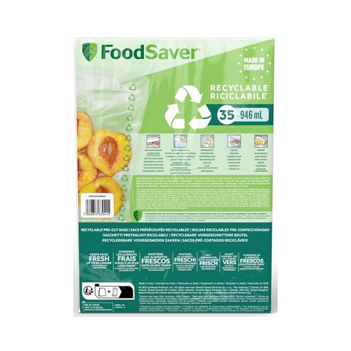 Pack de 35 bolsas reciclables de envasado al vacío FOODSAVER FSBE4802X, capacidad 946ml.