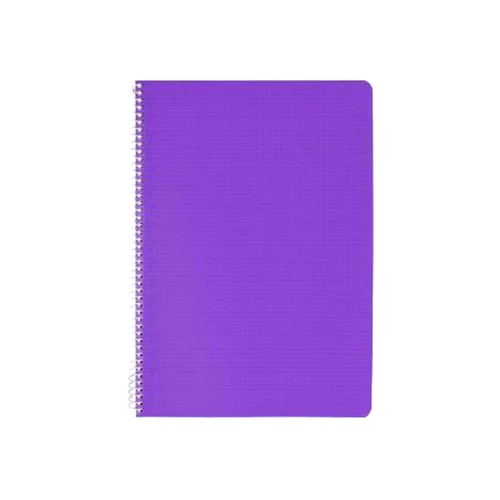 Cuaderno A4 80 hojas, con tapa de polipropileno, color violeta 90 g. AUCHAN.