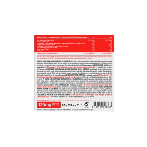 JUSTLOADING Barrita gummy de melocotón 3 x 30 g.