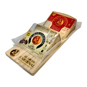 Imagen de EL GRAN CARDENAL Estuche de 2 quesos ( cabra con ajo + semicurado ) 200 y 250 g. más tabla de madera.