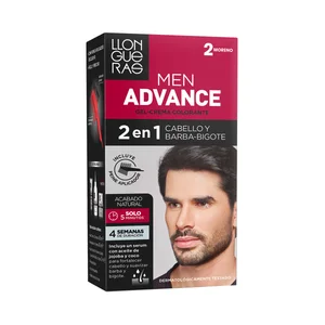 LLONGUERAS Coloración permanente en gel-crema para cabello, barba y bigote, tono 2 moreno LLONGUERAS Men avance.