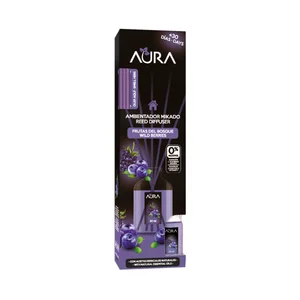 AURA Ambientador de varillas con aroma a frutas del bosque CRISTALINAS 30 ml.