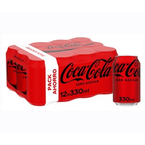 COCA COLA ZERO Refresco de cola Zero azúcar pack 12 latas x 330 ml.