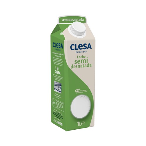 CLESA Leche semidesnatada de vaca de bienestar animal y origen gallego Bienatur 1 l.