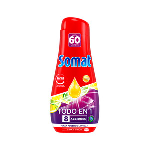 Imagen de SOMAT Detergente para lavavajillas en gel, Todo en 1 SOMAT 60 lav. 1080 ml.