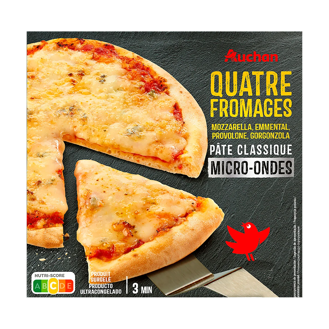 AUCHAN Pizza 4 quesos para microondas 200 g Producto Alcampo.
