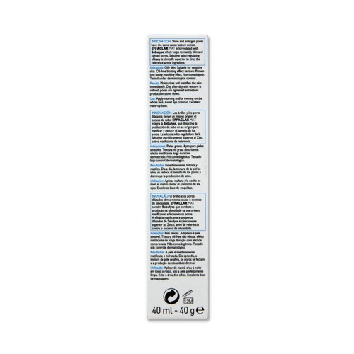 LA ROCHE POSAY Crema hidratante, reduce los poros y el flujo de sebo. LA ROCHE POSAY EFFACLAR MAT 40 ml.
