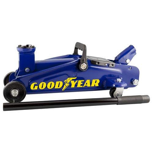 Gato carretilla hidráulico, que soporta hasta 2 toneladas de peso y es válido para un rango de altura de entre 135 y 330 milímetros GOODYEAR.