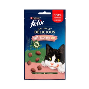 Imagen de FELIX naturally delicious snacks para gatos adultos con salmón y un toque de hierba gatera 50 gr