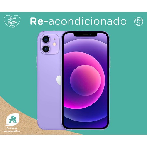 Apple iPHONE 12 256GB purpura (REACONDICIONADO), 15,49cm (6,1), Chip A14 Bionic, 12+12 Mpx, vídeo en 4K, iOS.