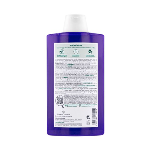 KLORANE Champú a la Centaurea bio, para cabellos grises y rubios 400 ml.