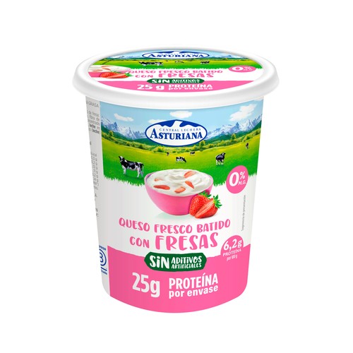 LA ASTURIANA Queso batido con fresas 0% con proteínas 400g