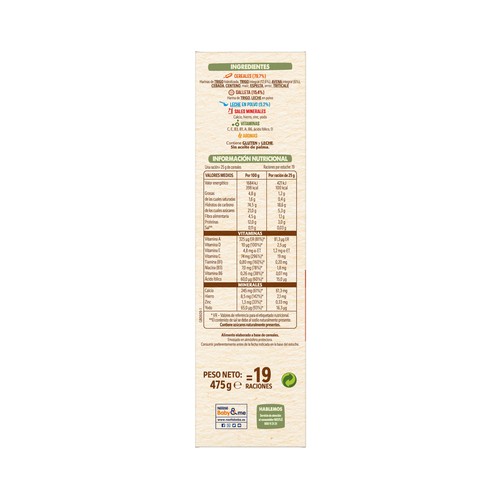 NESTLÉ Papilla de 8 cereales con galleta Maria y sin azúcares añadidos, a partir de 6 meses 475 g.