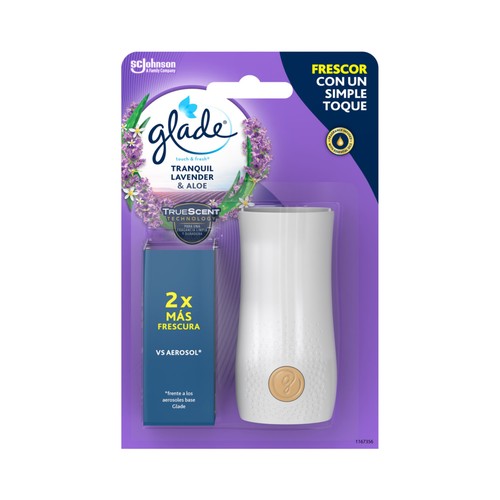 GLADE Ambientador aparato un toque con fragancia a lavanda y aloe 10 ml.