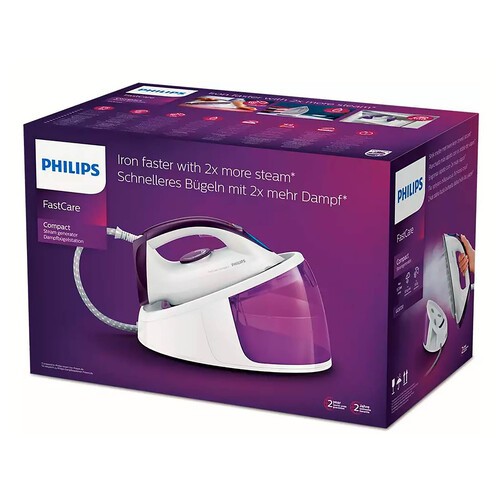 Centro de planchado PHILIPS FastCare Compact GC6720/30, suela de cerámica, autonomía ilimitada, 5,2 bares de presión.