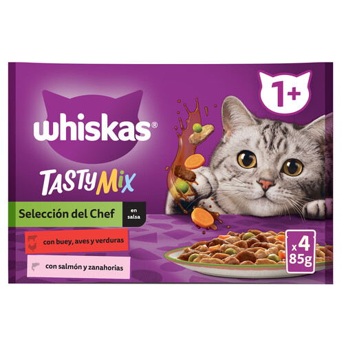 WHISKAS Alimentos para gatos húmedo WHISKAS Tastymix Selección del chef 4x85 gr.