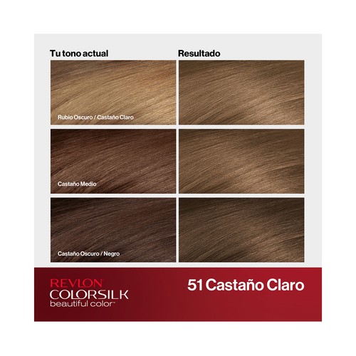 REVLON Colorsilk tono 51 Castaño claro Coloración permanente sin amoniaco.