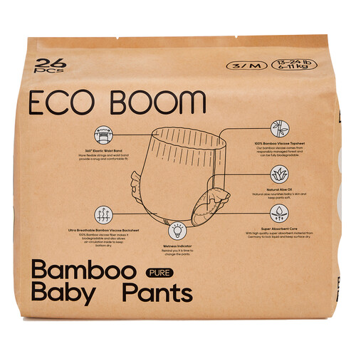 ECO BOOM Pants (braguitas) de aprendizaje talla M (3) (6-11 kg) 26 uds.