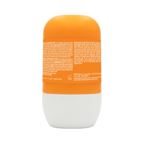 BABARIA Protector solar facial en roll on con FPS 50+ (muy alto) 50 ml.
