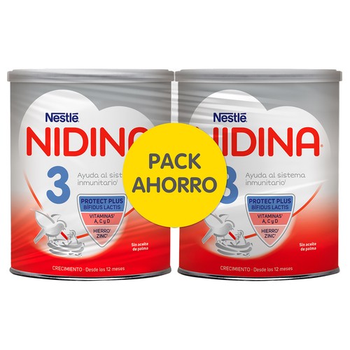 NIDINA 3 Leche (3) de crecimiento, desde los 12 meses 2 x 800 g.
