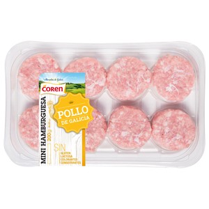 Imagen de Bandeja con mini hamburguesas de pollo gallego COREN 8 x 25 g.