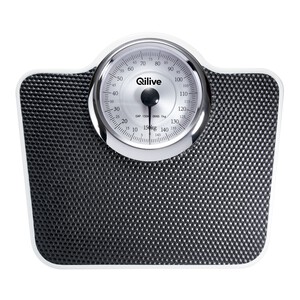 Báscula mecánica para baño, de color gris y con plataforma