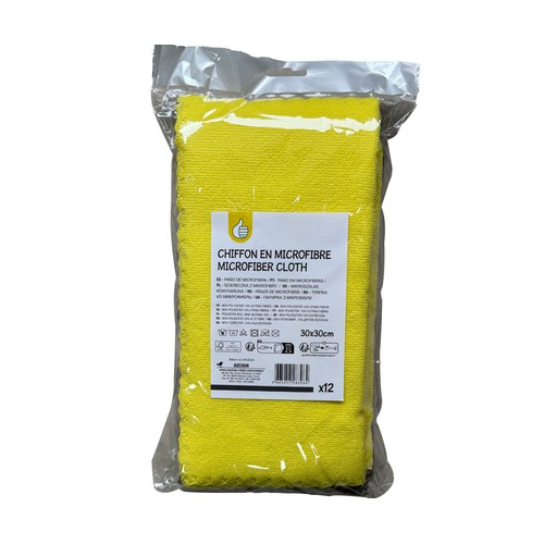 Pack de 12 bayetas de microfribra 30x30cm, AUCHAN.