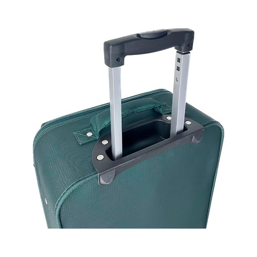 Maleta cabina tipo trolley flexible de 55 cm, 4 ruedas, color verde, ALCAMPO.