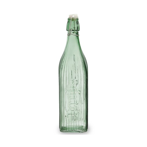 Botella 1L de vidrio gaseosa cuadrada color verde Viba. QUID