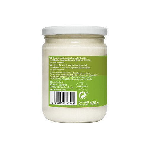 LACABRA Yogur de cabra ecológico LACABRA 420 g.