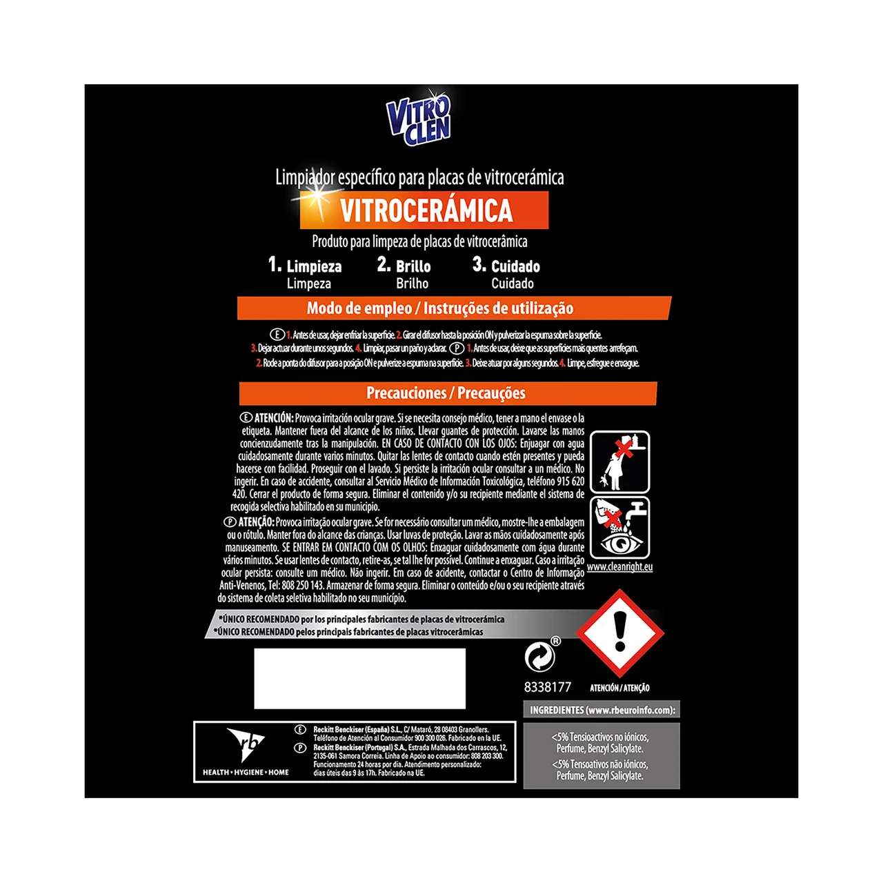VITROCLEN Limpiador de vitrocerámica 3 en 1 VITRO CLEN 450 ml.