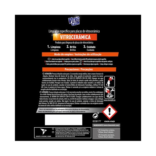 VITROCLEN Limpiador de vitrocerámica 3 en 1 VITRO CLEN 450 ml.