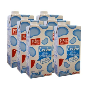 AUCHAN Leche semidesnatada de vaca 6 x 1l. Producto Alcampo