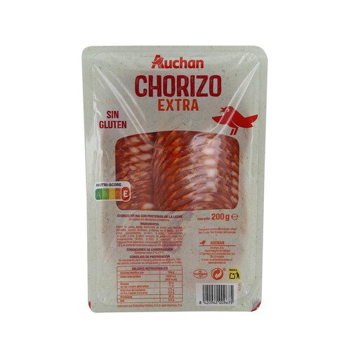 AUCHAN Chorizo extra sin gluten. cortado en lonchas 200 g. Producto Alcampo