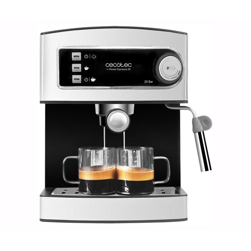 Cafetera expreso CECOTEC Power Espresso, 2 tazas, 850W, thermoblock, 1,5L depósito de agua