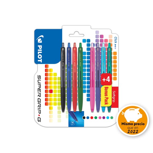 Pack de 4 + 4 bolígrafos gratis super G 8 colores, PILOT.