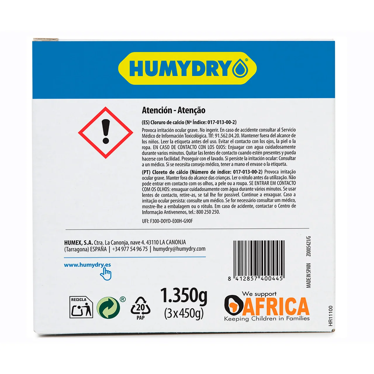 Recambios Antihumedad aroma neutro 3 x 450 g.