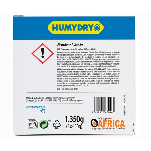 HUMYDRY Recambios Antihumedad aroma neutro 3 x 450 g.