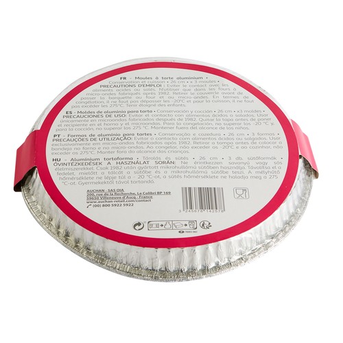 PRODUCTO ALCAMPO Bandejas (moldes) de aluminio de 26 cm.  especiales para tartas 3 uds.