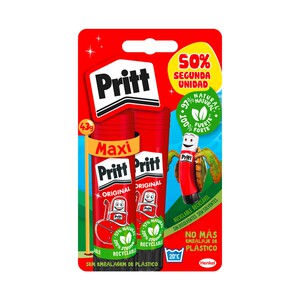Pack de 2 barras de pegamento de 43g sin disolventes, PRITT MAXI.